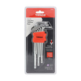 This is an image of Timco - Long Arm TX Drive Key Set 9pcs (9 Pieces Blister Pack) 468222