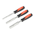 This is an image of Timco - Bevel Edge Wood Chisel Set 3pcs (3 Pieces Blister Pack) 468248