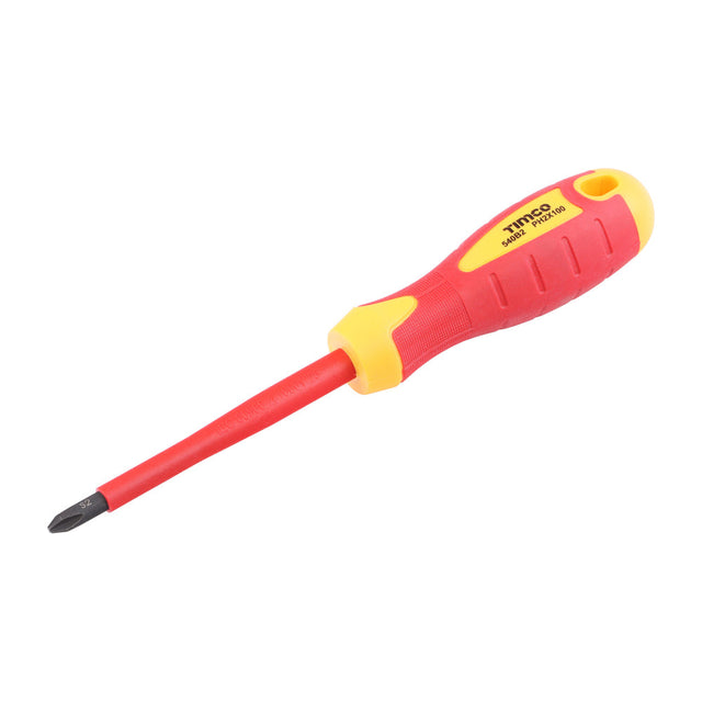 This is an image of Timco - VDE Screwdriver - Phillips PH2 x 100mm (1 Each Clip) 468333
