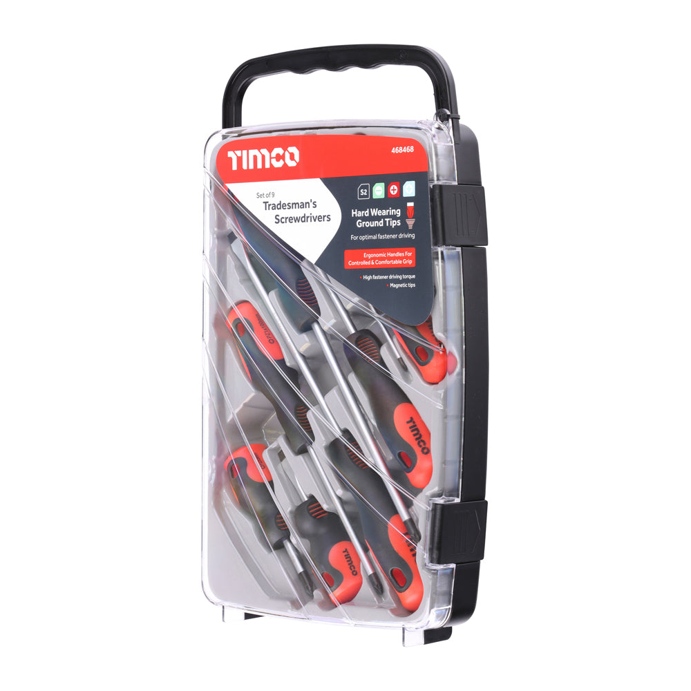 This is an image of Timco - Tradesman's Screwdriver Set 9pcs (9 Pieces Case) 468468
