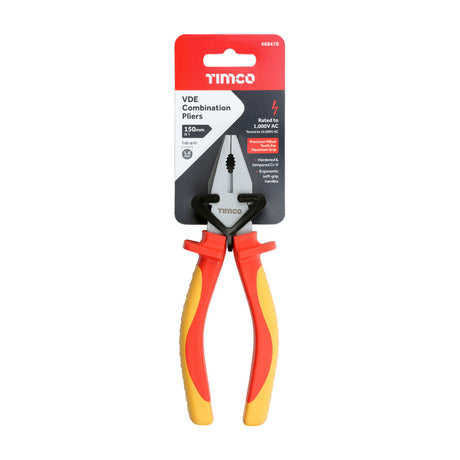 This is an image of Timco - VDE Combination Pliers 6" (1 Each Backing Card) 468478