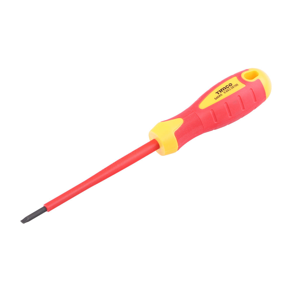 This is an image of Timco - VDE Screwdriver - Slotted 3.5 x 0.6 x 100mm (1 Each Clip) 468549