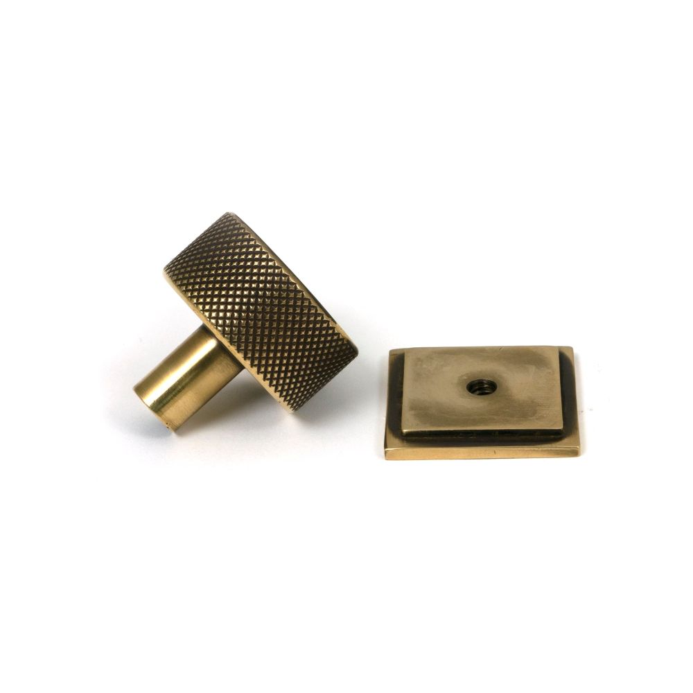 From The Anvil - Aged Brass Brompton Cabinet Knob - 32mm (Square) | Sku. 46857 | Trade Door Handles.