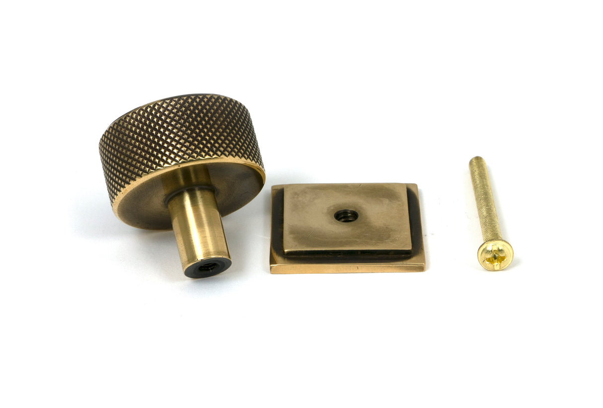 From The Anvil - Aged Brass Brompton Cabinet Knob - 32mm (Square) | Sku. 46857 | Trade Door Handles.