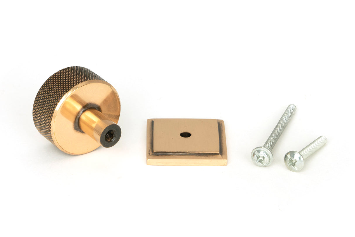 From The Anvil - Polished Bronze Brompton Cabinet Knob - 32mm (Square) | Sku. 46873 | Trade Door Handles.
