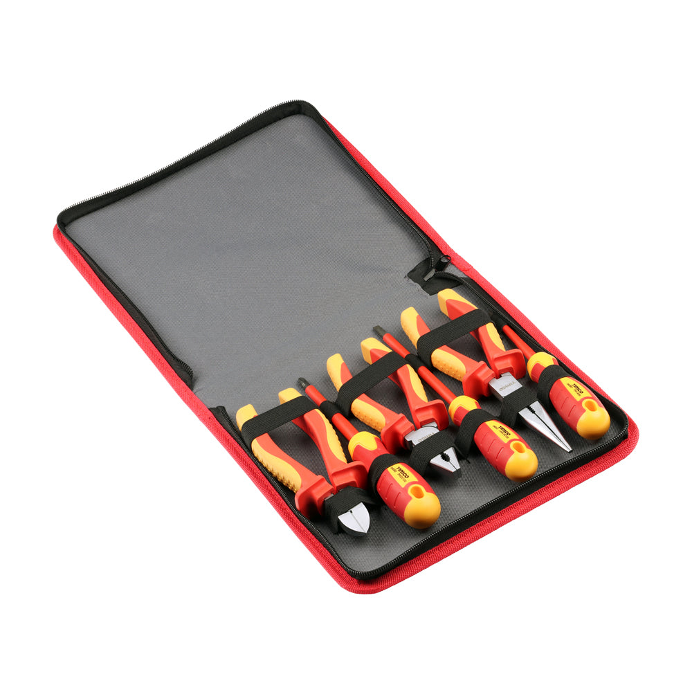 This is an image of Timco - VDE Pliers & Screwdriver Set 6pcs (6 Pieces Fabric Case) 468767