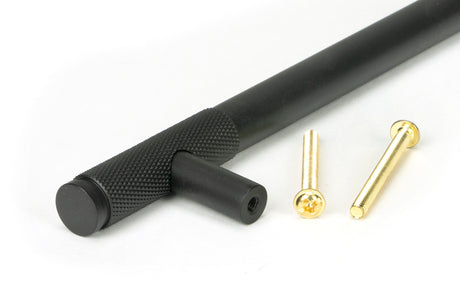 From The Anvil - Matt Black Half Brompton Pull Handle - Medium | Sku. 46943 | Trade Door Handles.