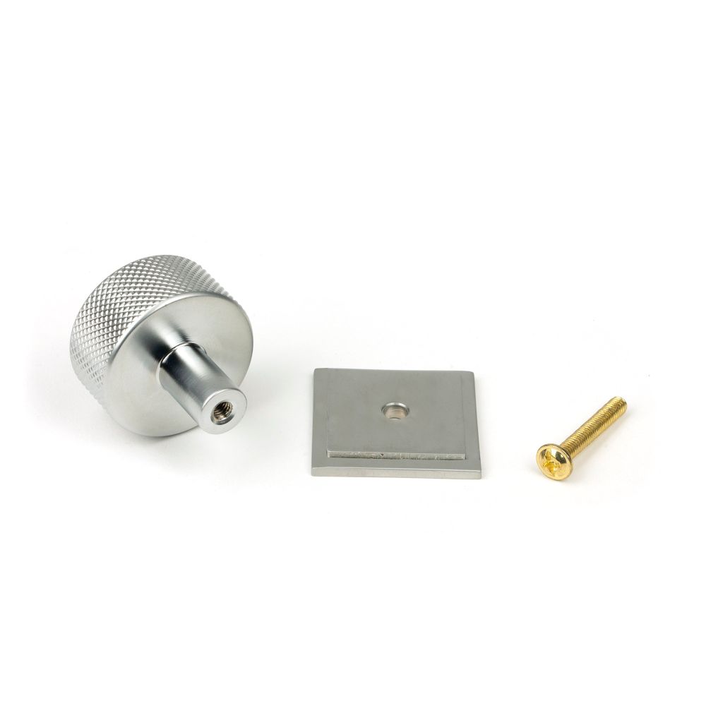 From The Anvil - Satin Chrome Brompton Cabinet Knob - 32mm (Square) | Sku. 47082 | Trade Door Handles.