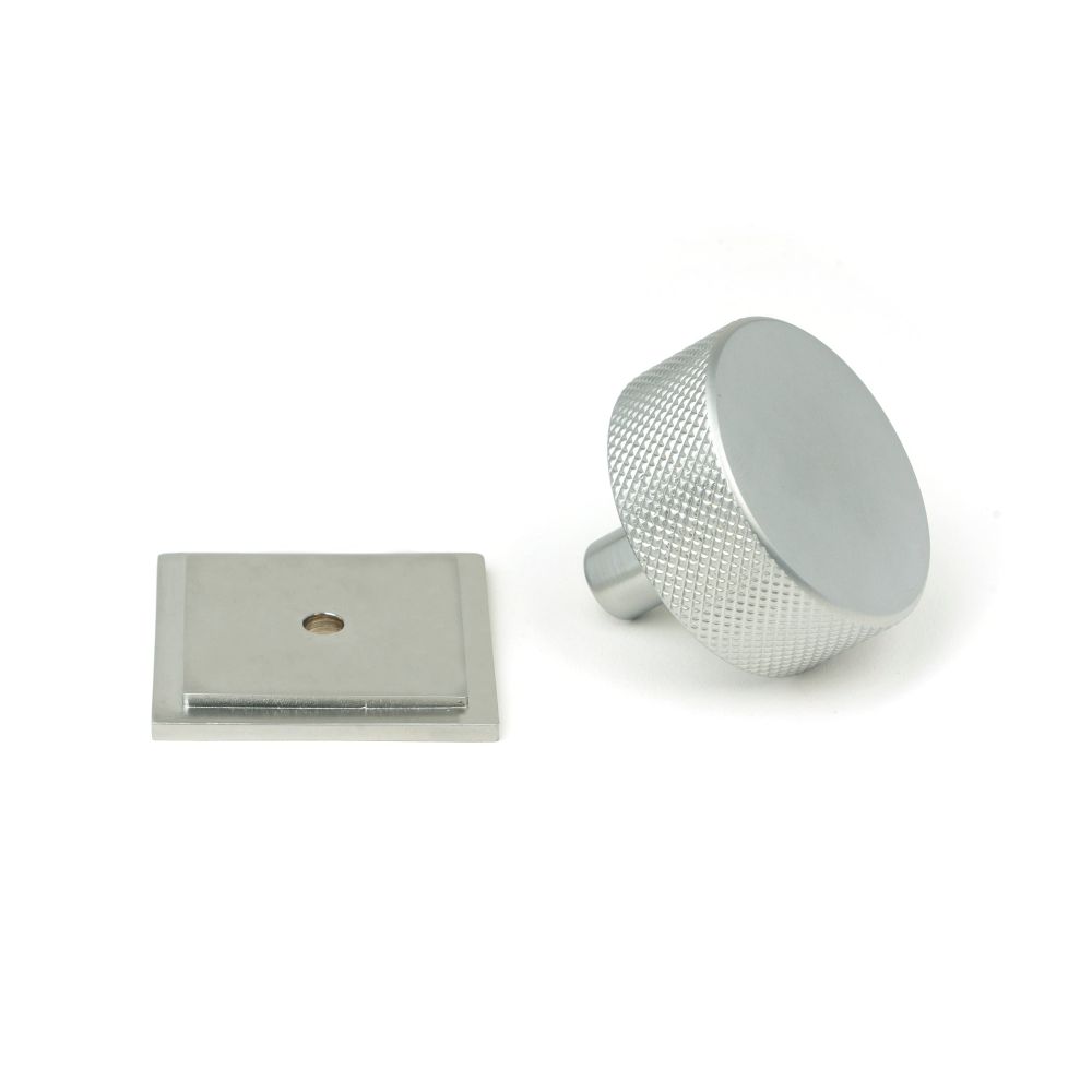 From The Anvil - Satin Chrome Brompton Cabinet Knob - 38mm (Square) | Sku. 47094 | Trade Door Handles.