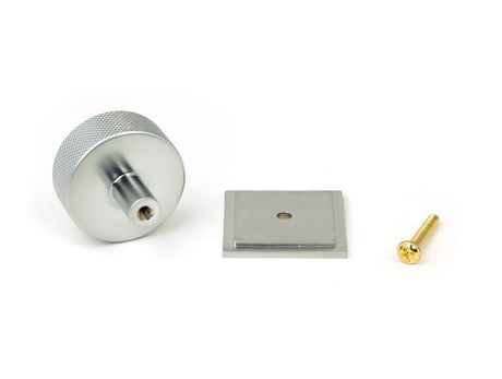 From The Anvil - Satin Chrome Brompton Cabinet Knob - 38mm (Square) | Sku. 47094 | Trade Door Handles.