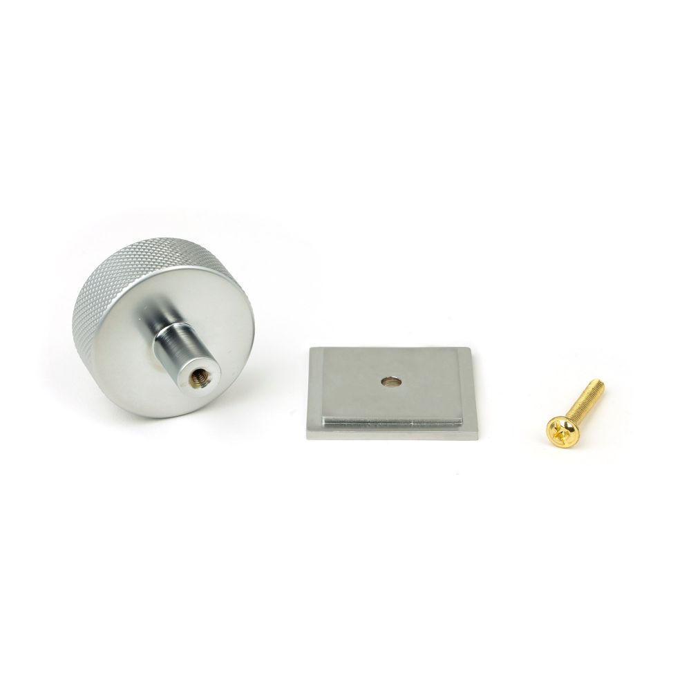 From The Anvil - Satin Chrome Brompton Cabinet Knob - 38mm (Square) | Sku. 47094 | Trade Door Handles.