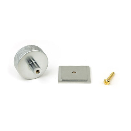 From The Anvil - Satin Chrome Brompton Cabinet Knob - 38mm (Square) | Sku. 47094 | Trade Door Handles.