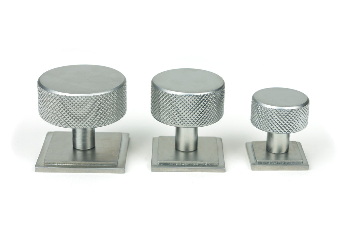 From The Anvil - Satin Chrome Brompton Cabinet Knob - 38mm (Square) | Sku. 47094 | Trade Door Handles.