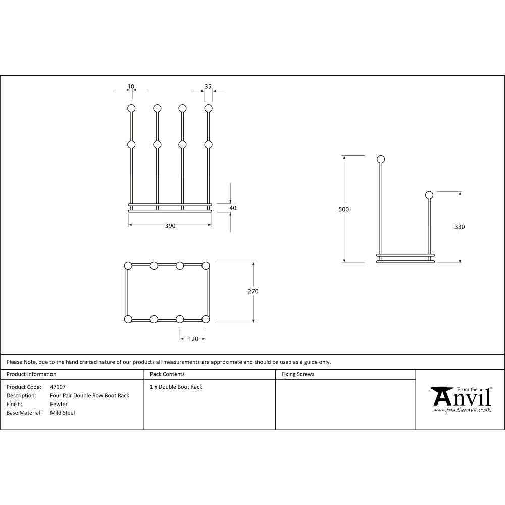 From The Anvil - Pewter Four Pair Boot Rack | Sku. 47107 | Trade Door Handles.
