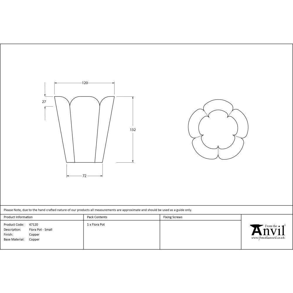 From The Anvil - Smooth Copper Flora Pot - Small | Sku. 47120 | Trade Door Handles.