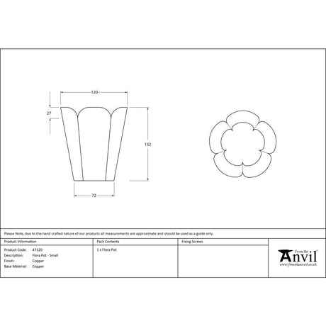 From The Anvil - Smooth Copper Flora Pot - Small | Sku. 47120 | Trade Door Handles.