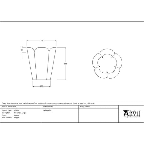 From The Anvil - Smooth Copper Flora Pot - Large | Sku. 47123 | Trade Door Handles.