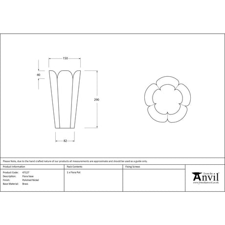 From The Anvil - Smooth Nickel Flora Vase | Sku. 47127 | Trade Door Handles.