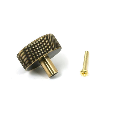 From The Anvil - Aged Brass Brompton Cabinet Knob - 38mm (No rose) | Sku. 47138 | Trade Door Handles.