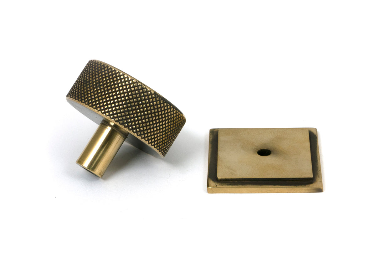 From The Anvil - Aged Brass Brompton Cabinet Knob - 38mm (Square) | Sku. 47140 | Trade Door Handles.
