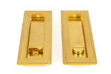 From The Anvil - Polished Brass 175mm Art Deco Rectangular Pull - Privacy Set | Sku. 47161 | Trade Door Handles.