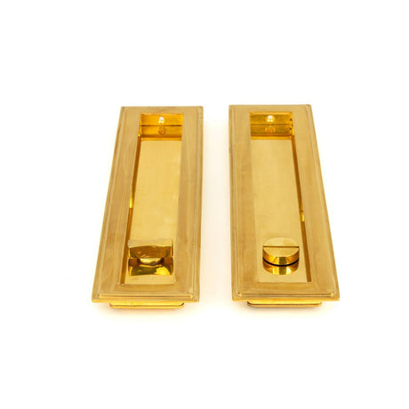 From The Anvil - Polished Brass 250mm Art Deco Rectangular Pull - Privacy Set | Sku. 47162 | Trade Door Handles.
