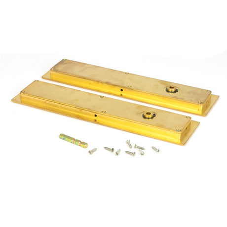 From The Anvil - Polished Brass 250mm Art Deco Rectangular Pull - Privacy Set | Sku. 47162 | Trade Door Handles.