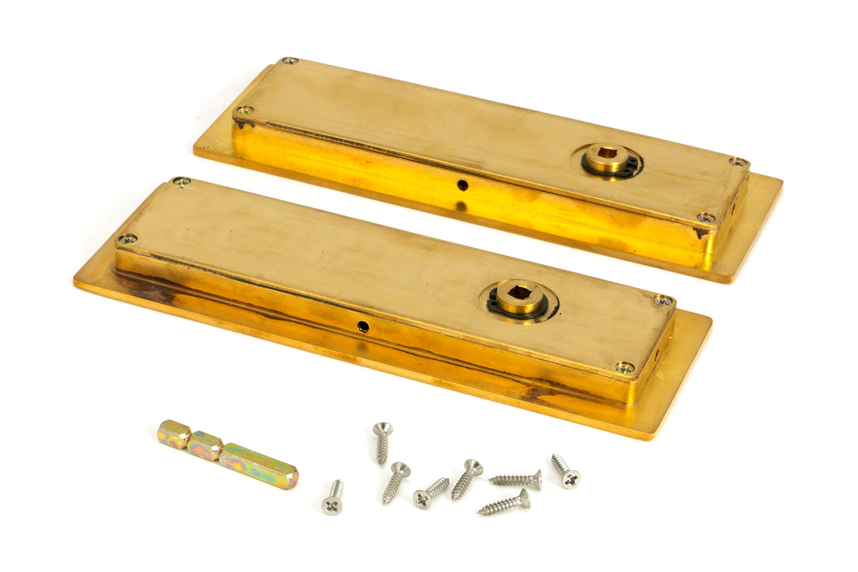 From The Anvil - Polished Brass 175mm Plain Rectangular Pull - Privacy Set | Sku. 47163 | Trade Door Handles.