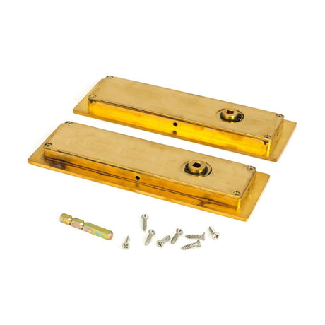 From The Anvil - Polished Brass 175mm Plain Rectangular Pull - Privacy Set | Sku. 47163 | Trade Door Handles.