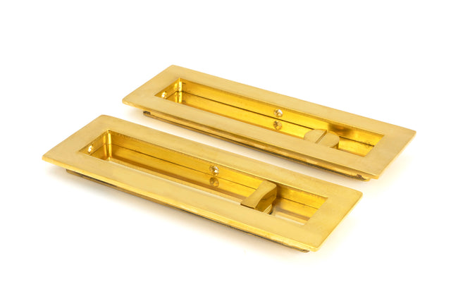 From The Anvil - Polished Brass 175mm Plain Rectangular Pull - Privacy Set | Sku. 47163 | Trade Door Handles.