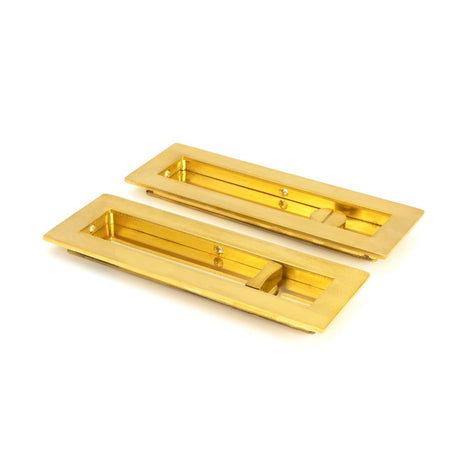 From The Anvil - Polished Brass 175mm Plain Rectangular Pull - Privacy Set | Sku. 47163 | Trade Door Handles.