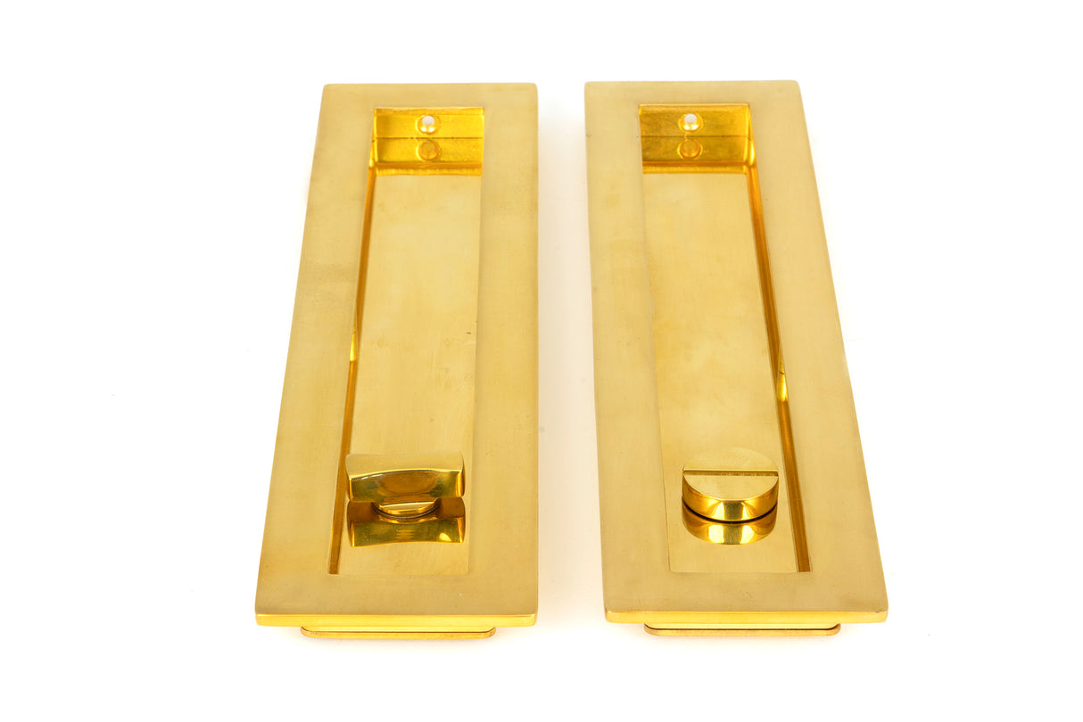 From The Anvil - Polished Brass 250mm Plain Rectangular Pull - Privacy Set | Sku. 47164 | Trade Door Handles.