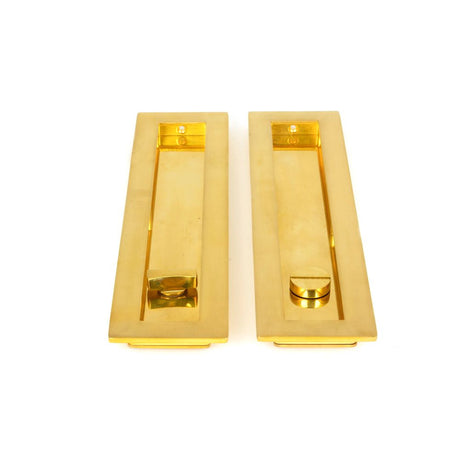 From The Anvil - Polished Brass 250mm Plain Rectangular Pull - Privacy Set | Sku. 47164 | Trade Door Handles.