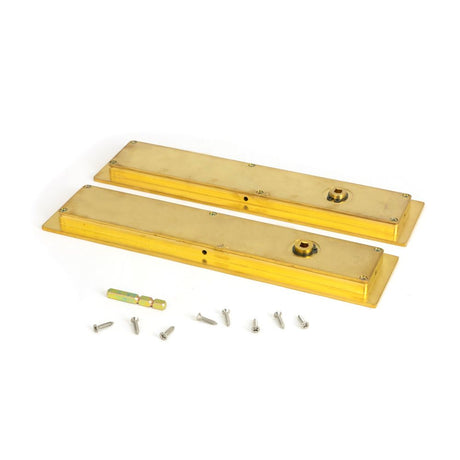 From The Anvil - Polished Brass 250mm Plain Rectangular Pull - Privacy Set | Sku. 47164 | Trade Door Handles.