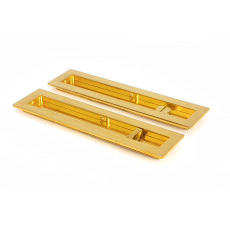 From The Anvil - Polished Brass 250mm Plain Rectangular Pull - Privacy Set | Sku. 47164 | Trade Door Handles.