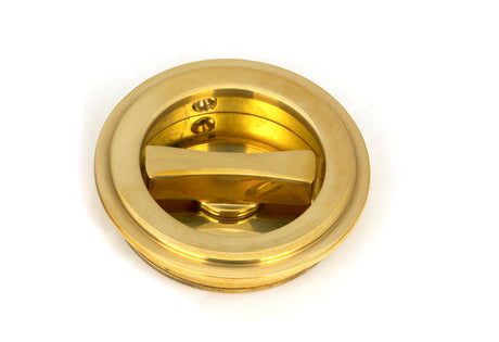 From The Anvil - Polished Brass 60mm Art Deco Round Pull - Privacy Set | Sku. 47169 | Trade Door Handles.