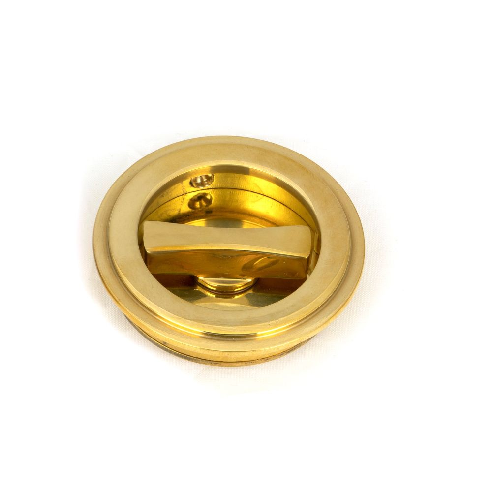 From The Anvil - Polished Brass 60mm Art Deco Round Pull - Privacy Set | Sku. 47169 | Trade Door Handles.