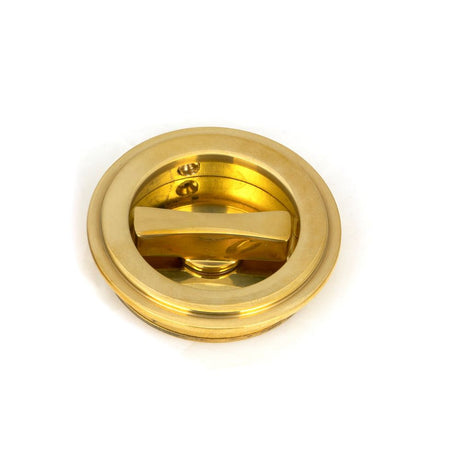 From The Anvil - Polished Brass 60mm Art Deco Round Pull - Privacy Set | Sku. 47169 | Trade Door Handles.