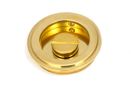 From The Anvil - Polished Brass 60mm Art Deco Round Pull - Privacy Set | Sku. 47169 | Trade Door Handles.