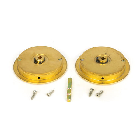 From The Anvil - Polished Brass 75mm Art Deco Round Pull - Privacy Set | Sku. 47170 | Trade Door Handles.