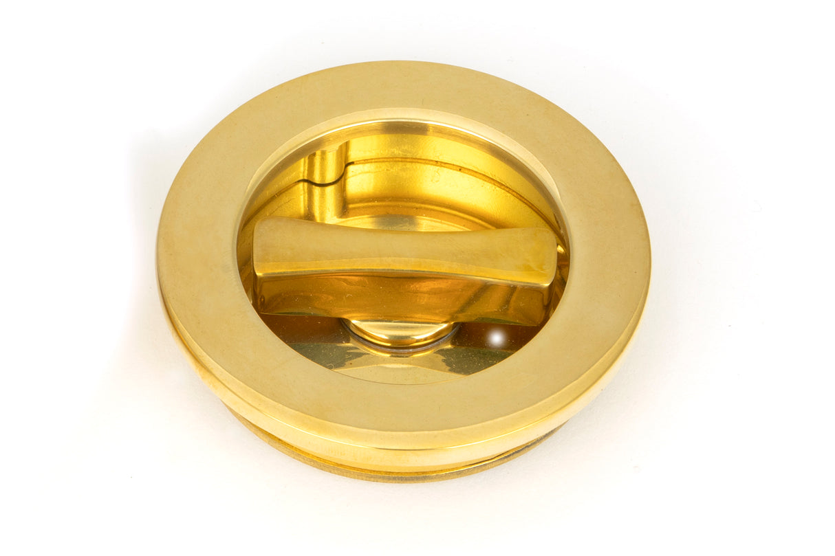 From The Anvil - Polished Brass 60mm Plain Round Pull - Privacy Set | Sku. 47171 | Trade Door Handles.