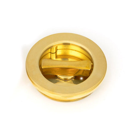From The Anvil - Polished Brass 60mm Plain Round Pull - Privacy Set | Sku. 47171 | Trade Door Handles.