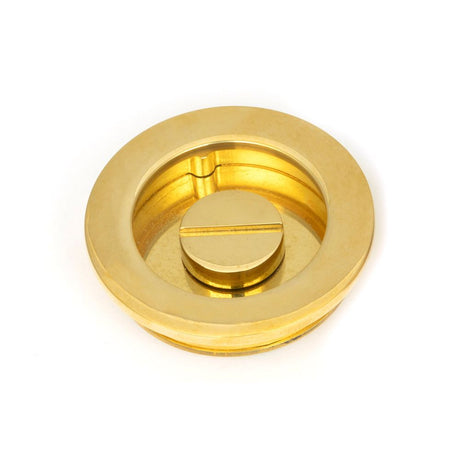 From The Anvil - Polished Brass 60mm Plain Round Pull - Privacy Set | Sku. 47171 | Trade Door Handles.