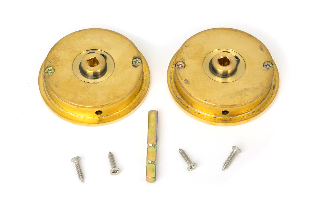 From The Anvil - Polished Brass 60mm Plain Round Pull - Privacy Set | Sku. 47171 | Trade Door Handles.