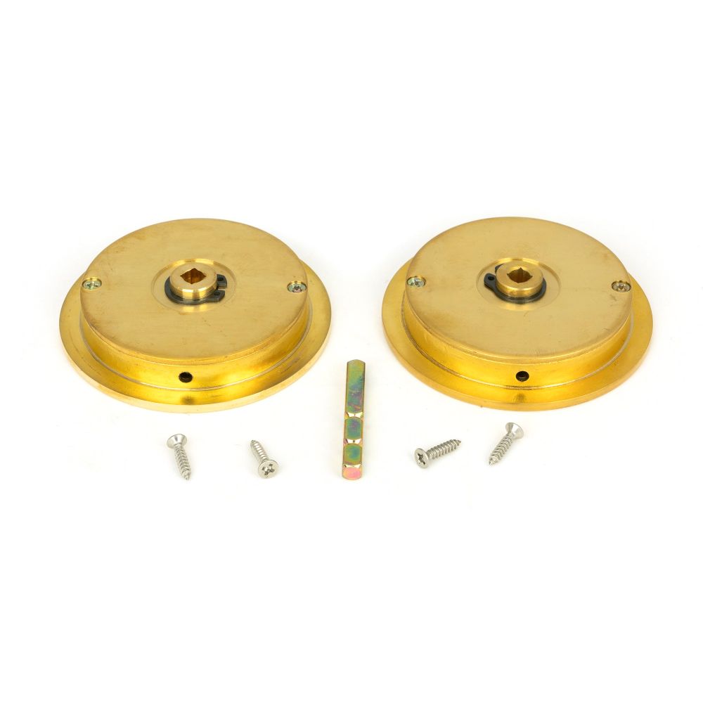 From The Anvil - Polished Brass 75mm Plain Round Pull - Privacy Set | Sku. 47172 | Trade Door Handles.