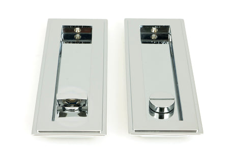 From The Anvil - Polished Chrome 175mm Art Deco Rectangular Pull -Privacy Set | Sku. 47179 | Trade Door Handles.