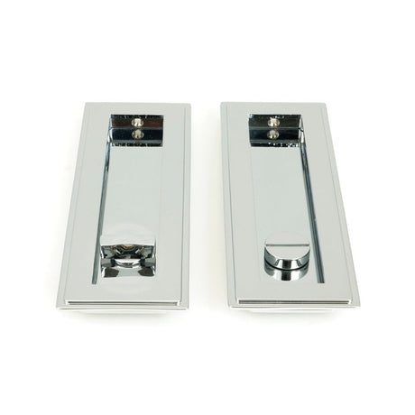 From The Anvil - Polished Chrome 175mm Art Deco Rectangular Pull -Privacy Set | Sku. 47179 | Trade Door Handles.
