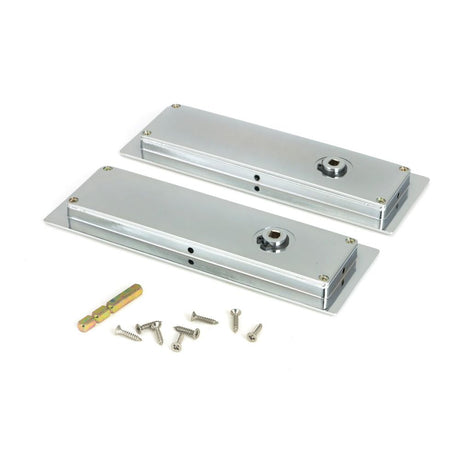From The Anvil - Polished Chrome 175mm Art Deco Rectangular Pull -Privacy Set | Sku. 47179 | Trade Door Handles.