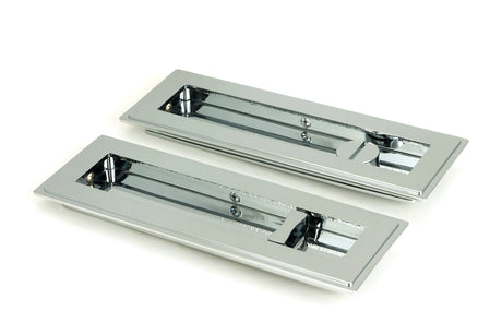 From The Anvil - Polished Chrome 175mm Art Deco Rectangular Pull -Privacy Set | Sku. 47179 | Trade Door Handles.