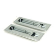 From The Anvil - Polished Chrome 175mm Art Deco Rectangular Pull -Privacy Set | Sku. 47179 | Trade Door Handles.